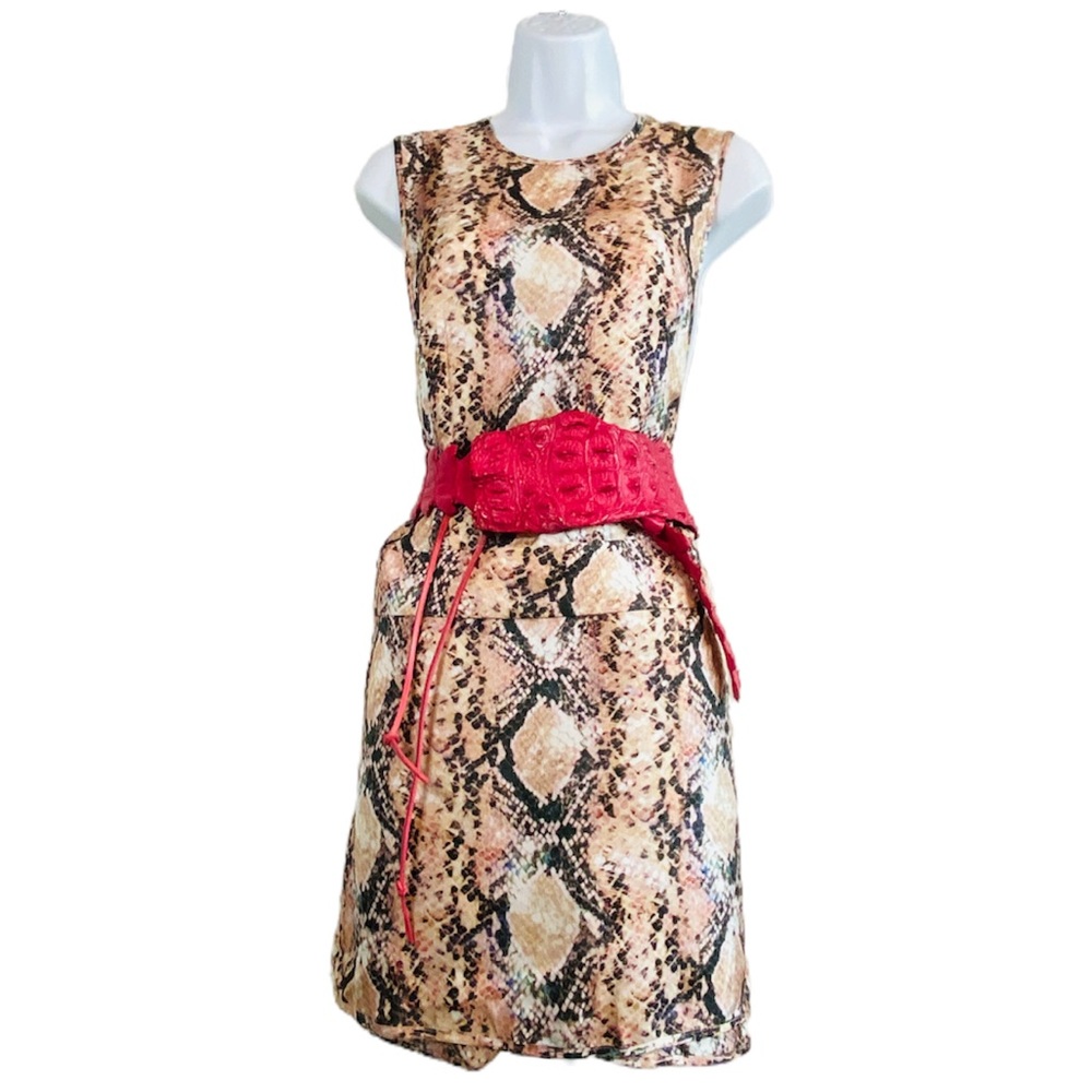 Pink Pure Silk Multicolor Snake Print Wrap Dress H&M Exclusive Studio SS 2015